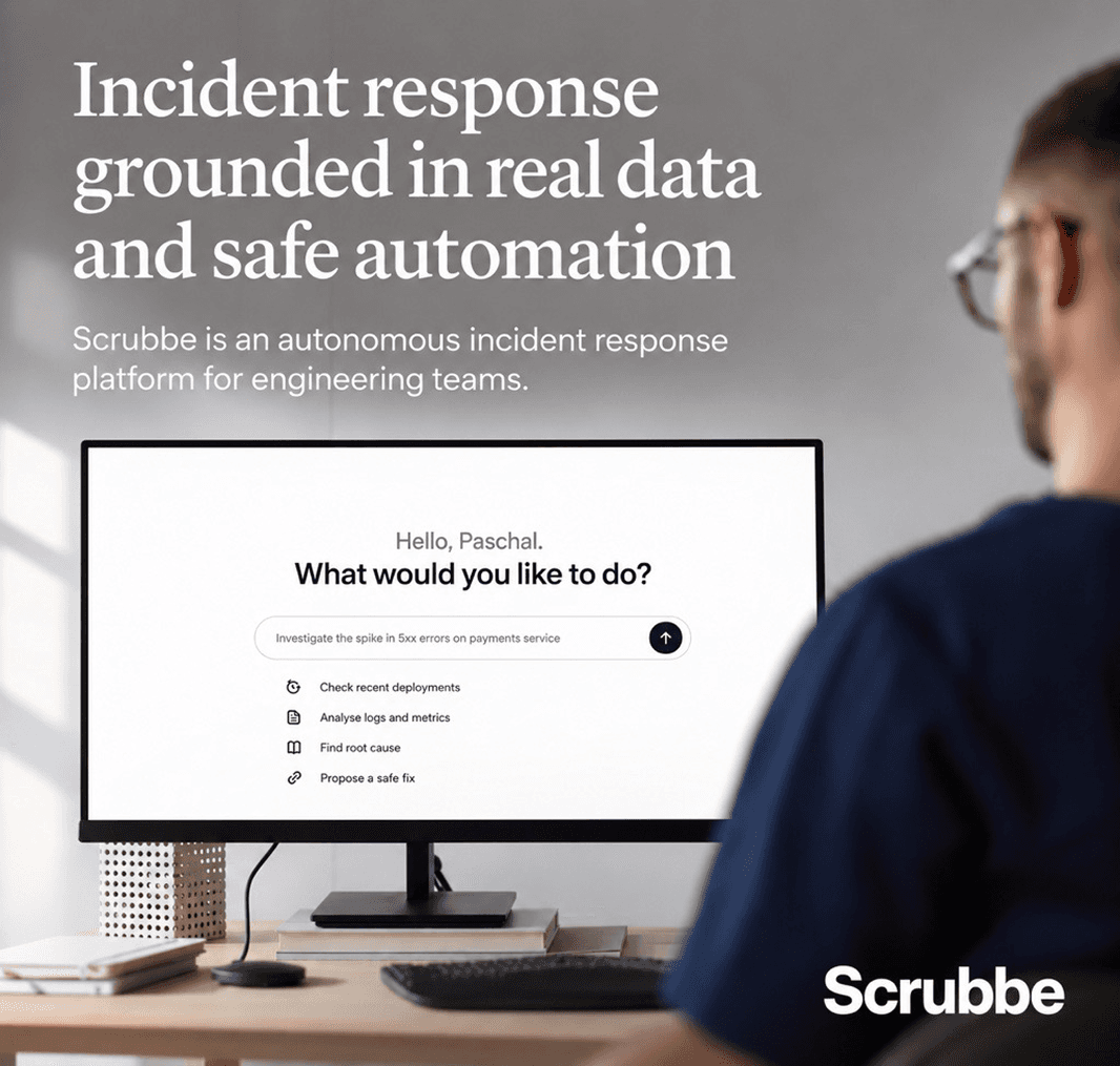 An engineer at a workstation running an incident investigation in Scrubbe.